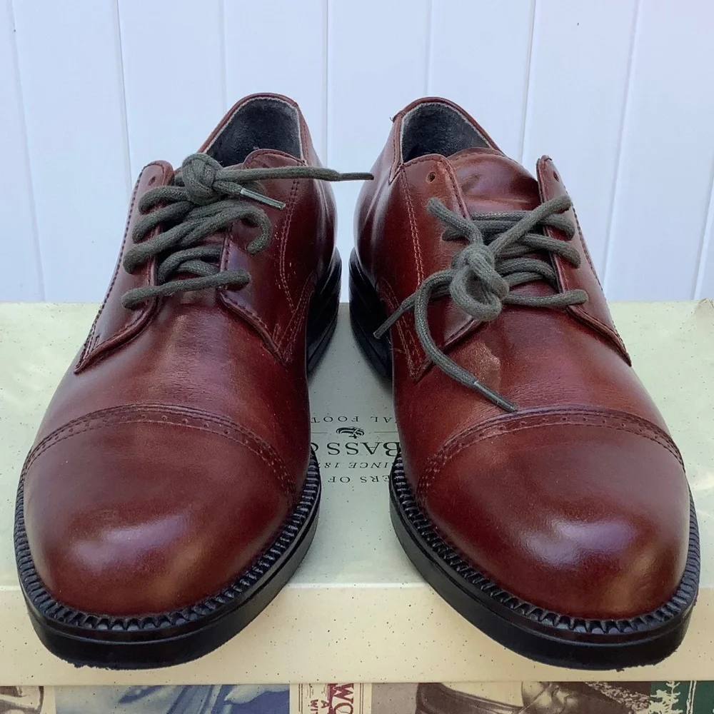 Used Mens 7.5 Nunn Bush 83767 51 Leather Derby Burgundy Oxford Lace Dress Shoes